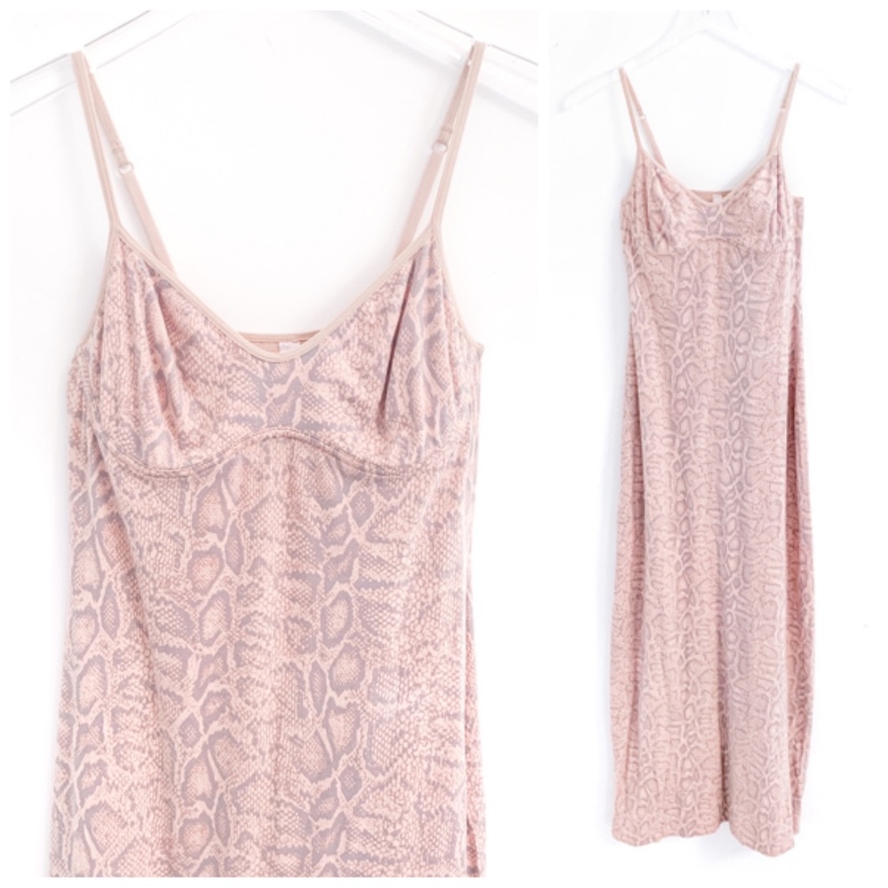 Victoria’s Secret Snakeskin Print Satin Slip Dress - Maxi, Size 34C